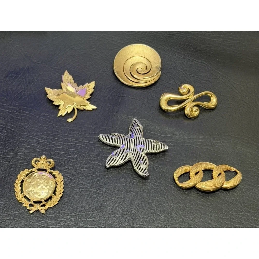 Vintage Signed Brooch Lot Vendome Monet Trifari Carolee Napier Crown Lot Of 6